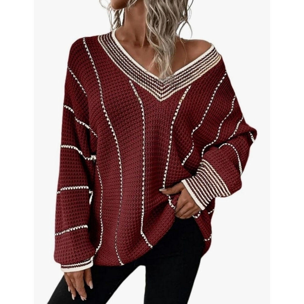 Woman's Loose V-Neck Sweater